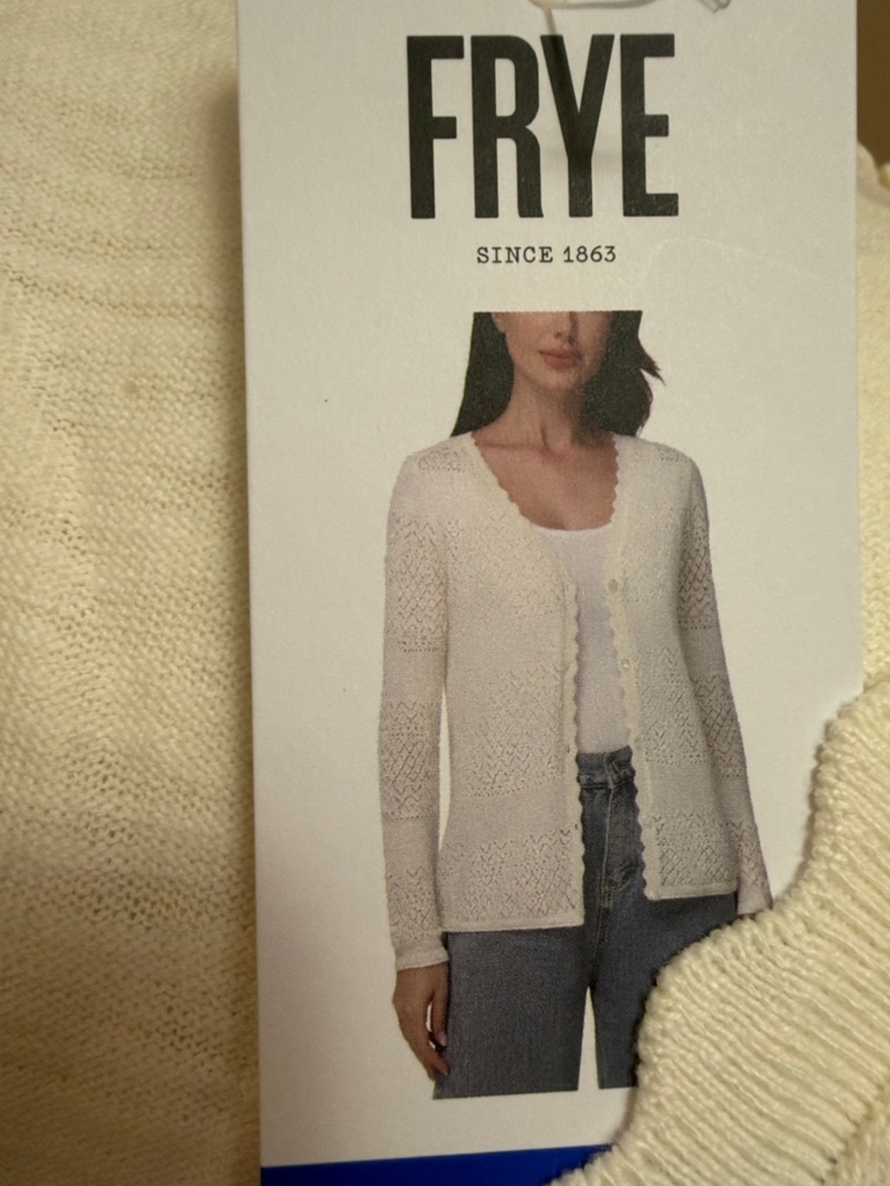Frye Knit Cardigan 100% Cotton Ivory size M, L , XL NWT - Picture 8 of 9
